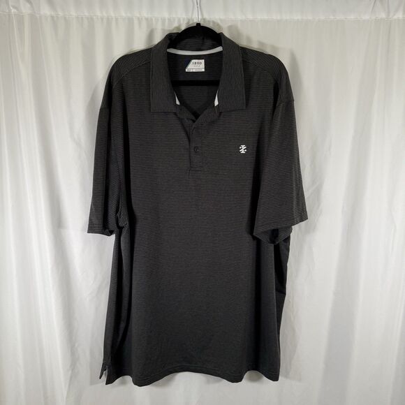 Izod Golf Polo Shirt Men's 2XLT Dark Grey Short Sleeve Breathable Lightweight - Picture 1 of 11